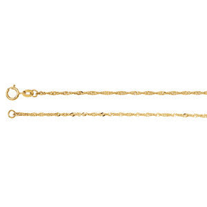 14K Yellow 1.25mm Solid Singapore 16" Chain