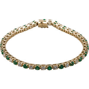 14K Yellow Emerald & 2 3-8 CTW Diamond Bracelet