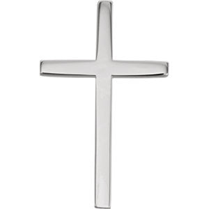 14K White 25.75x15.75mm Cross Pendant