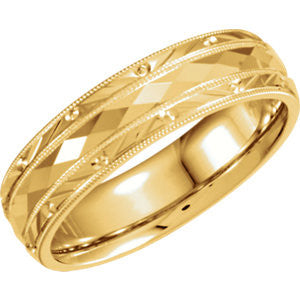 14K Yellow 6mm Comfort Fit Design Band Size 6