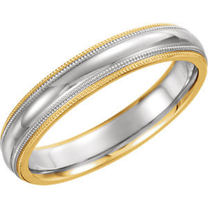 18K Yellow & White 4mm Double Milgrain Band Size 5.5