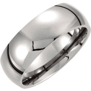 Titanium 8mm Domed Polished Band Size 8.5