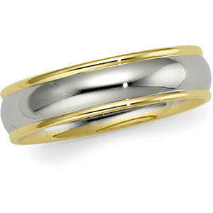 14K White & Yellow 6mm Comfort Fit Band Size 11