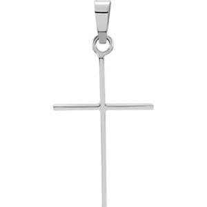 14K White 21x14mm Cross Pendant