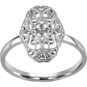 14K White Filigree Ring Mounting