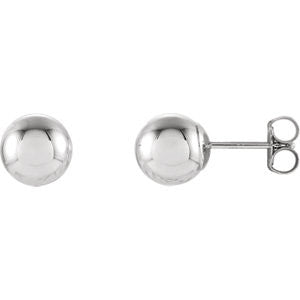 14K White 7mm Ball Earrings with Bright Finish