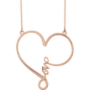 14K White "Love" Heart Infinity-Inspired 18" Necklace