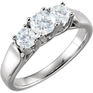 14K White 1 CTW Diamond 3 Stone Anniversary Ring