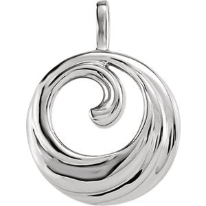 14K White Circle Pendant