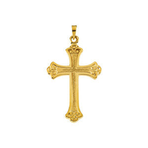 14K Yellow 33x22mm Fancy Cross Pendant