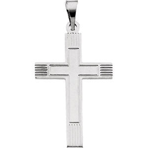 14K White 28x18mm Cross Pendant