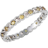 14K White 1/3 CTW Diamond & Yellow Sapphire Eternity Band Size 7