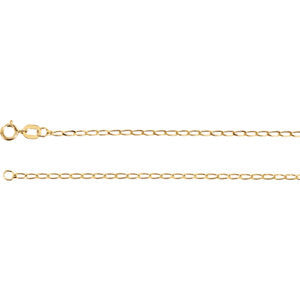 14K Yellow 1.25mm Solid Curb Chain 20" Chain