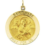 14K Yellow 12mm Round St. Mark Medal