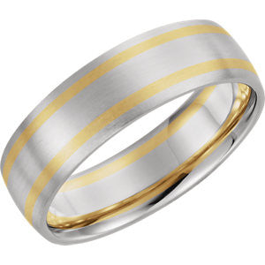 14K White & Yellow 7mm Comfort-Fit Band Size 11.5