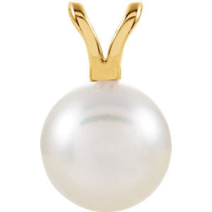 14K Yellow 7mm Akoya Cultured Pearl Pendant