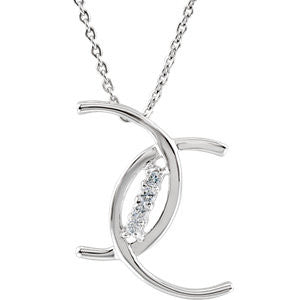 Sterling Silver Cubic Zirconia 4 C's of Purity 18" Necklace