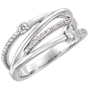 14K White 1/4 CTW Diamond Ring