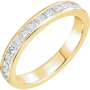 14K Yellow 2mm Square 7-8 CTW Diamond Channel Set Band