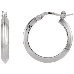 Sterling Silver 20mm Round Knife Edge Tube Style Hoop Earrings