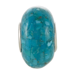 Sterling Silver 14x7mm Mosaic Turquoise Bead