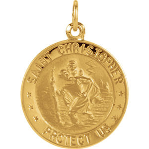 14K Yellow 18mm St. Christopher Medal