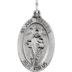 Sterling Silver 23.50x16.5mm Oval St. Jude Thaddeus Medal