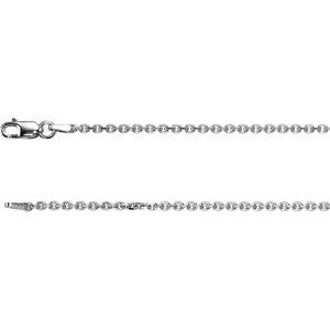 14K White 1.75mm Solid Diamond-Cut Cable 16" Chain