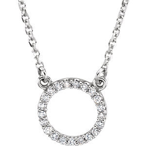 14K White 1-10 CTW Diamond Circle 16" Necklace