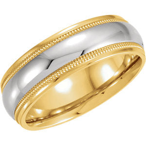 18K Yellow & Platinum 6mm Comfort-Fit Milgrain Band Size 10