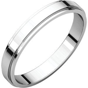 14K White 3mm Flat Edge Band