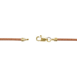 14K Yellow 1.5mm Natural Leather 18" Cord