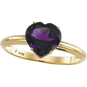 Heart-Shaped Genuine Amethyst Ring