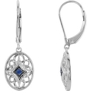 Sterling Silver Sapphire Lever Back Earrings