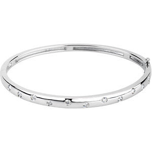 14K White 1-2 CTW Diamond Bangle Bracelet