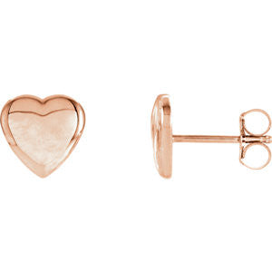 14K Yellow Heart Earrings