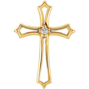 14K Yellow .015 CTW Diamond Cross Pendant