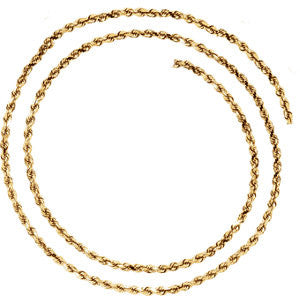 14K Yellow 2.8mm Diamond Cut Rope 24" Chain