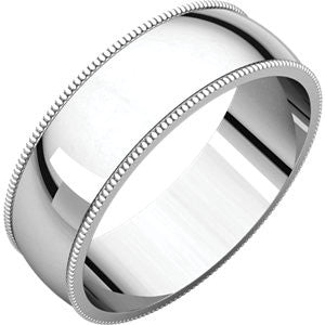 14K White 6mm Light Milgrain Band