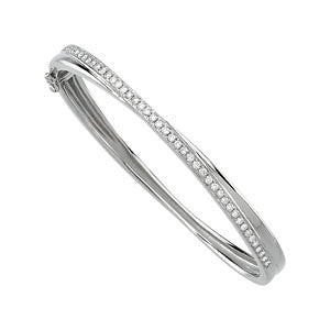 14K White 1 CTW Diamond Bangle Bracelet