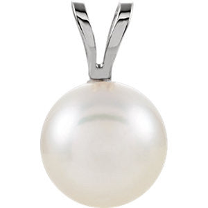 14K White 7mm Akoya Cultured Pearl Pendant