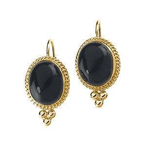 Onyx Cabochon Lever Back Earrings