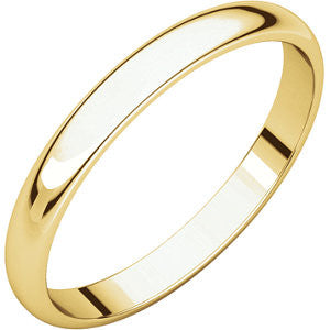 14K Yellow 2.5mm Half Round Light Band