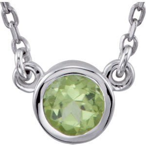 Sterling Silver Peridot Bezel 16" Necklace