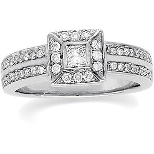 14K White 1-2 CTW Diamond Engagement Ring