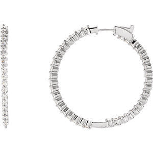 Sterling Silver 42mm Cubic Zirconia Hoop Earrings