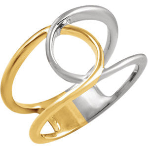 14K White & Yellow Interlocking Loop Ring