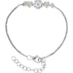 Sterling Silver BFlower&trade; White CZ 6.5-7.5" Bracelet