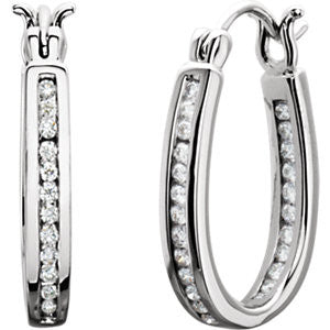 14K White 1-3 CTW Diamond Inside-Outside Hoop Earrings