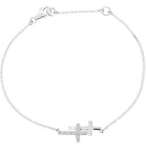 14K Yellow 1/6 CTW Diamond Double Sideways Cross 18" Necklace